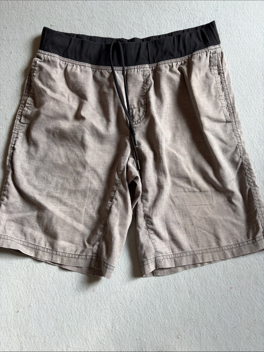 Prana Men's Shorts in Taupe with Black Waistband